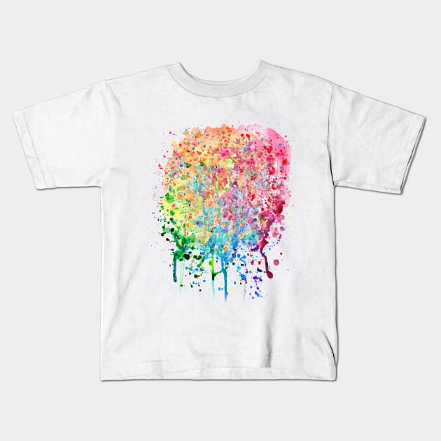 Rainbow Paint Splatter Drip Kids T-Shirt by saradaboru